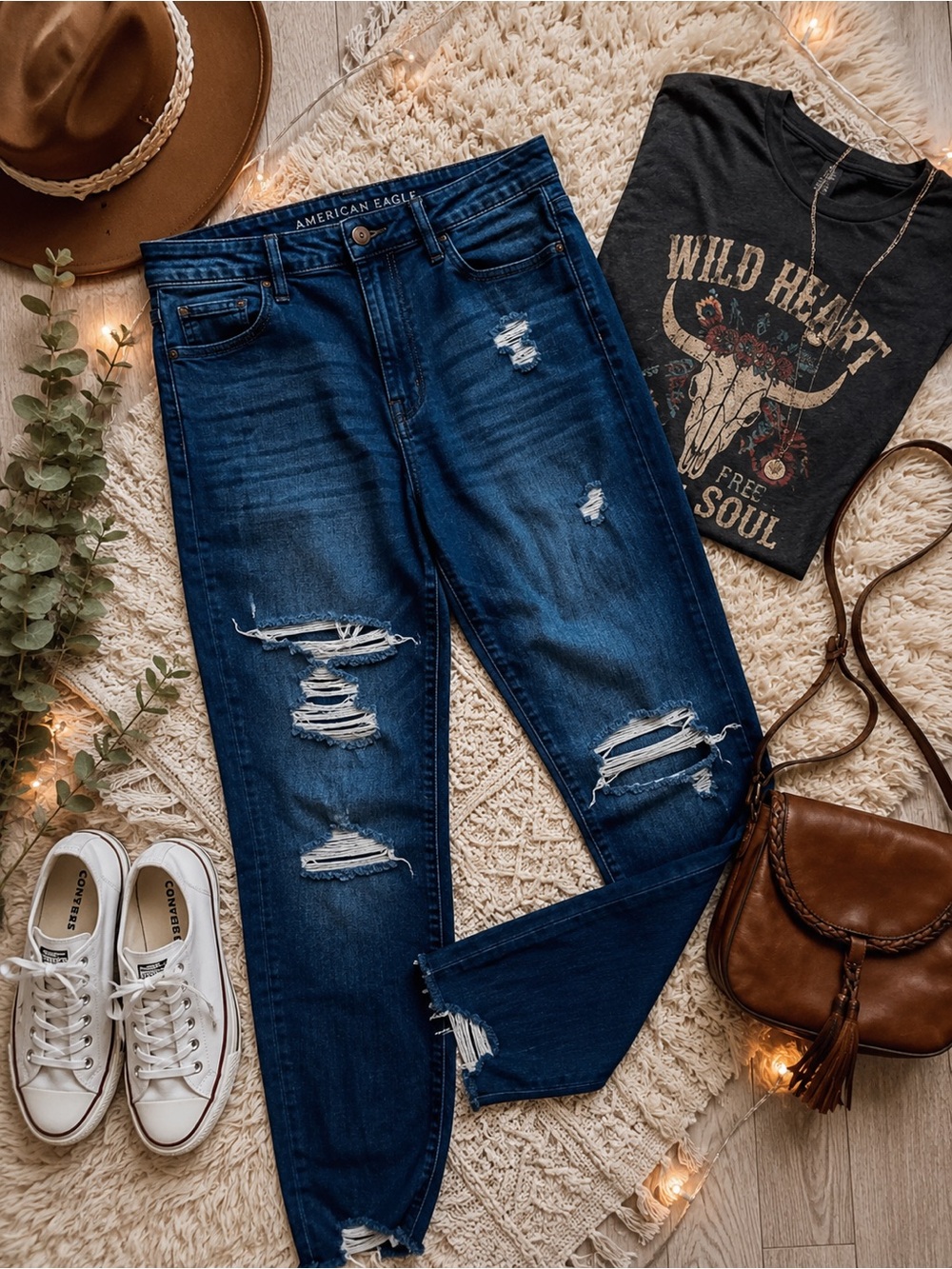 American Eagle Highest Rise Jeans Size 20 Plus Dark Wash Distressed Stretch